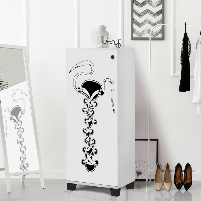 Hanah Home Zapatero Blanco 50x127x38cm con Diseño Inspirado en Cubismo y Surrealismo